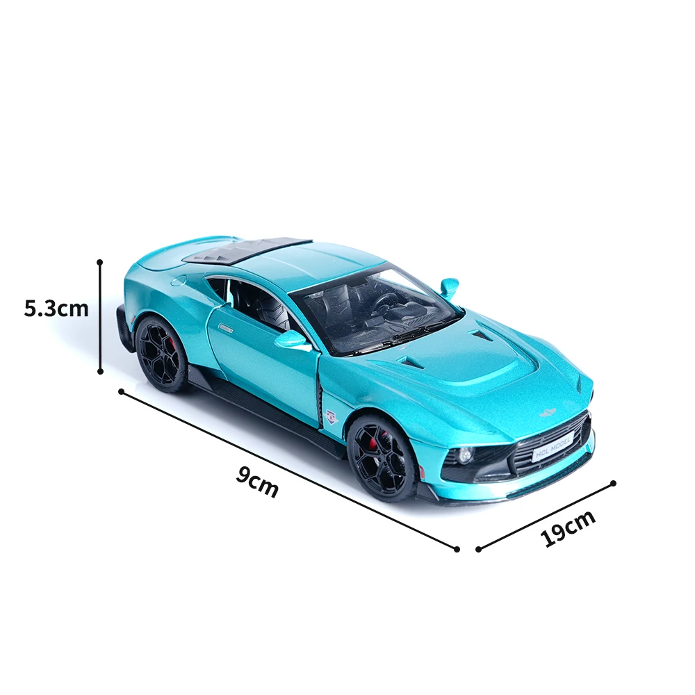 1:22 Scale Blue Alloy Car Model Toy (Batteries Sold Separately), with Pull-Back Action and Sound and Light Effects, 4 Doors Openable, Suitable for Car Enthusiasts to Play with | Collection | Display, for Home Use | Desktop | Party Decorations, Boy | Ideal Birthday Gift for Men, Best Gift Choice for Holidays (Christmas, Halloween)