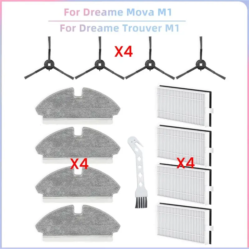 

A88E-For Dreame Mova M1 / Trouver M1 Vacuum Replacement Parts Side Brush Hepa Filters Mop Cloth Accessories