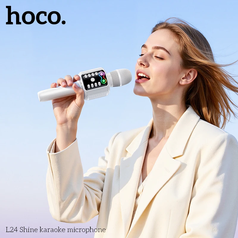 Picture 3: HOCO L24 Bluetooth 5.0 Karaoke Microphone Built-in 52mm Speaker Unit 5W Power Support USB Flash Drive TF Card AUX Playback