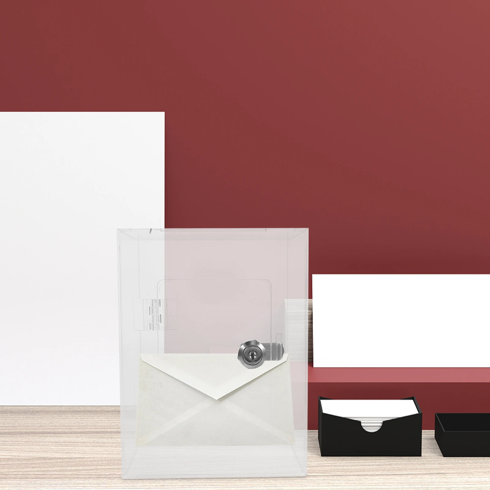 

1Set Lockable Acrylic Large Clear Donation Box Suggestion Ballot Box Fundraising Voting Complaint Letter Collection