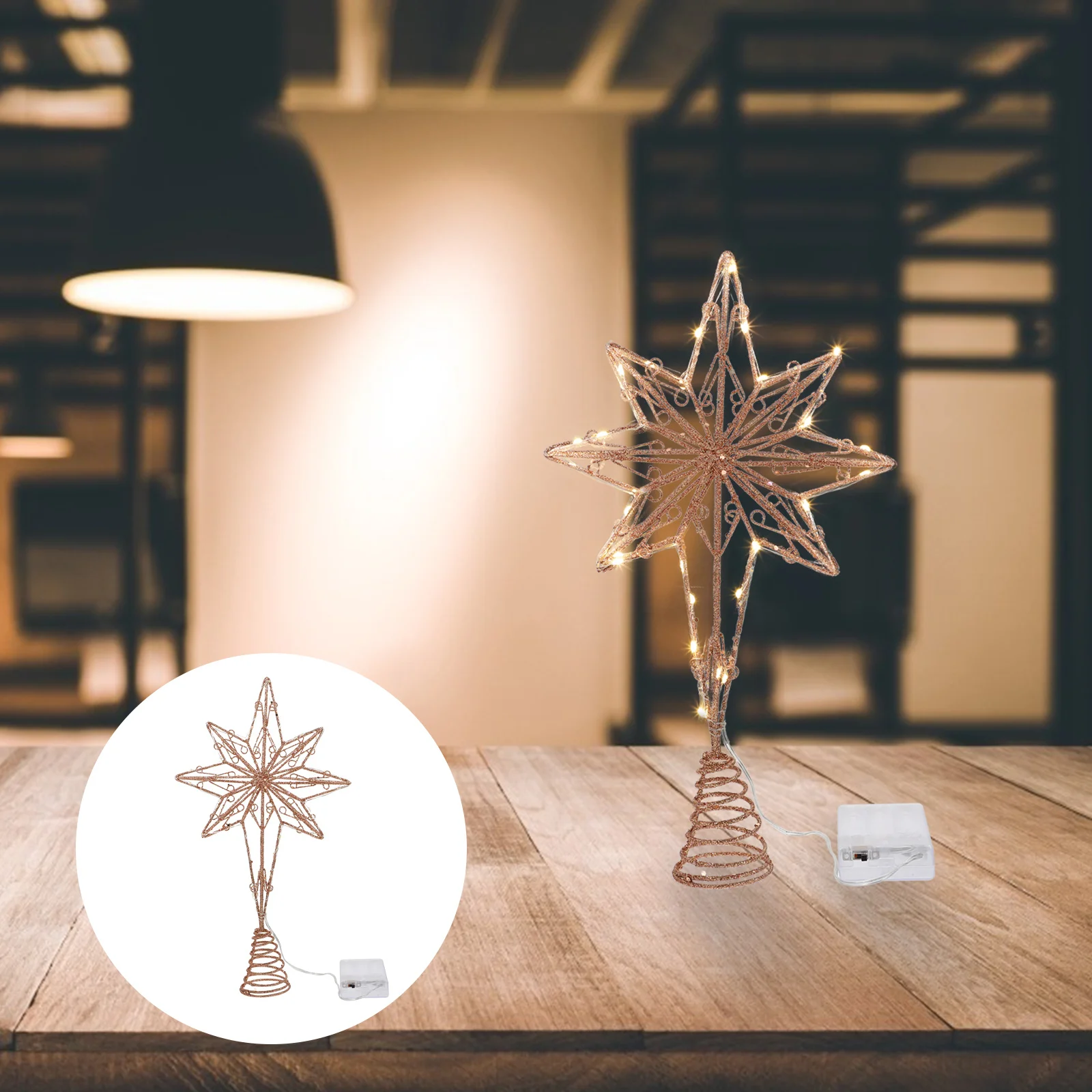 

Tree Topper Star Light Christmas Decor Luminous Festival Adornment Iron Craft Xmas Tree Lamp Ornament Treetop Decoration Holiday