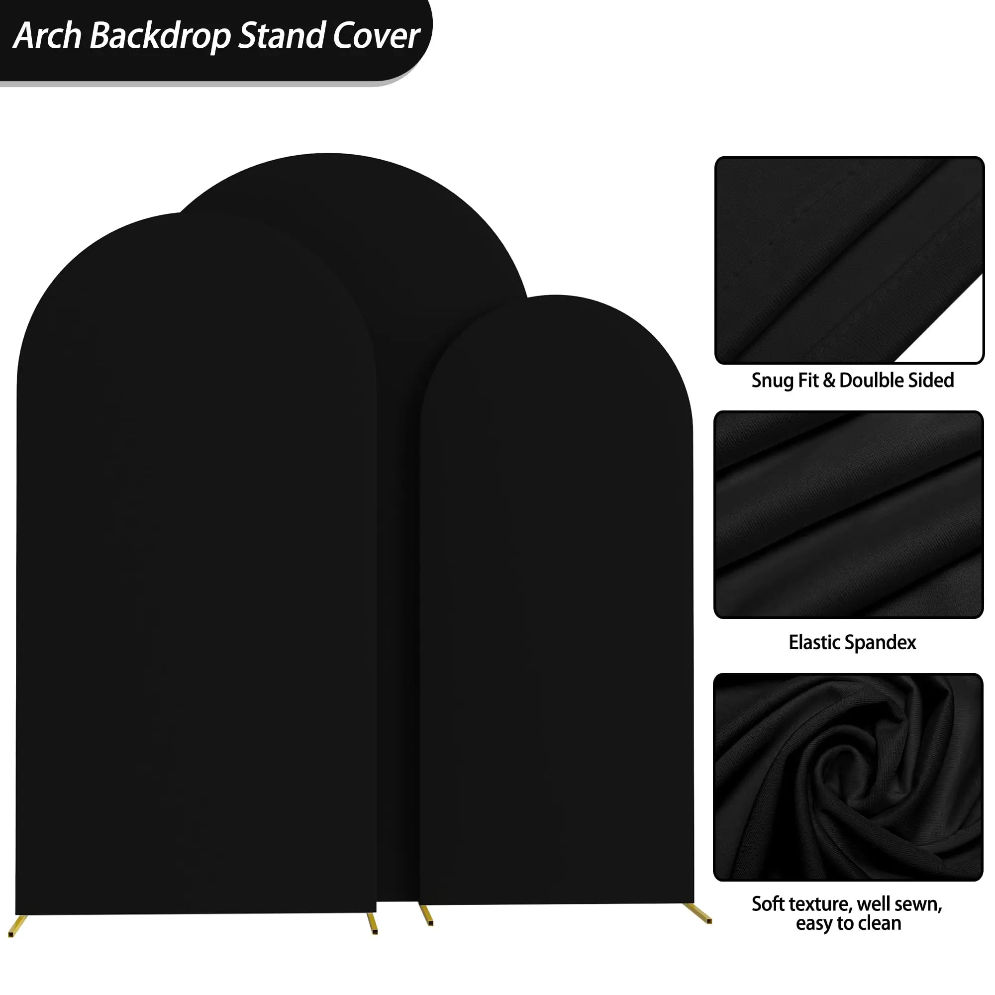 6ft 6.6ft 7.2ft Wedding Black Arch Cover 2 Sided Spandex Fitted Fabric Arch Backdrop for Birthday Party Wedding Arch Decoration.