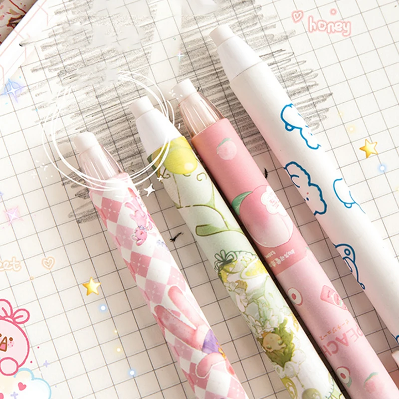 Cute Cartoon Press Retractable Pencil Eraser Correction Supplies Pen Type Eraser Writing School Student Supplies Stationery Stud