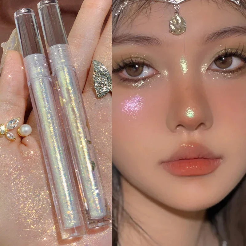 Glitter Sequins Liquid Eyeshadow Highlighter Waterproof Pearlescent Shiny Diamonds Eyeliner Lying Silkworm Eyes Makeup Cosmetic