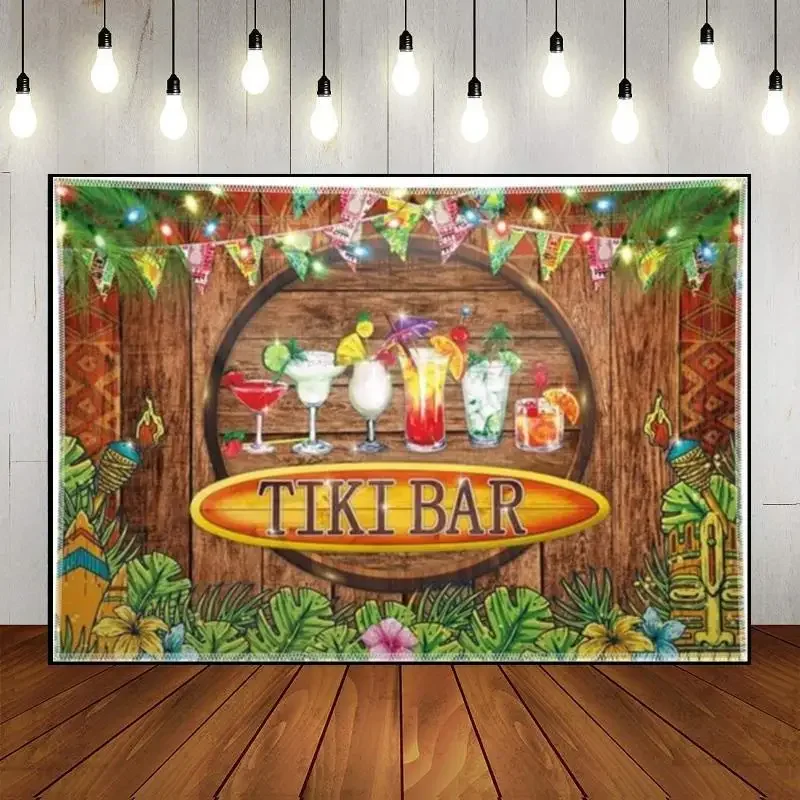 

Tiki Bar Summer Tropical Hawaiian City of Liberty Custom Birthday Backdrop Background Party Photography Backdrops Cartoon Photo