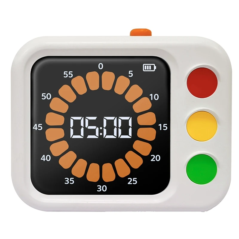 Digital Timer 60 Minutes Visual Plastic Time Management Tool Traffics Light Themed Timer for Home School Office T4MC Retail