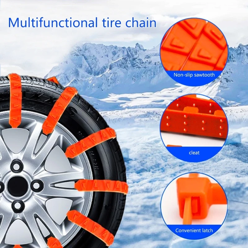 Snow Chains for Motorcycles Scooter Electric Bike Emergency Tire Wheel Cable Snow Tire Chains Anti Skid Cable Tie 10pcs