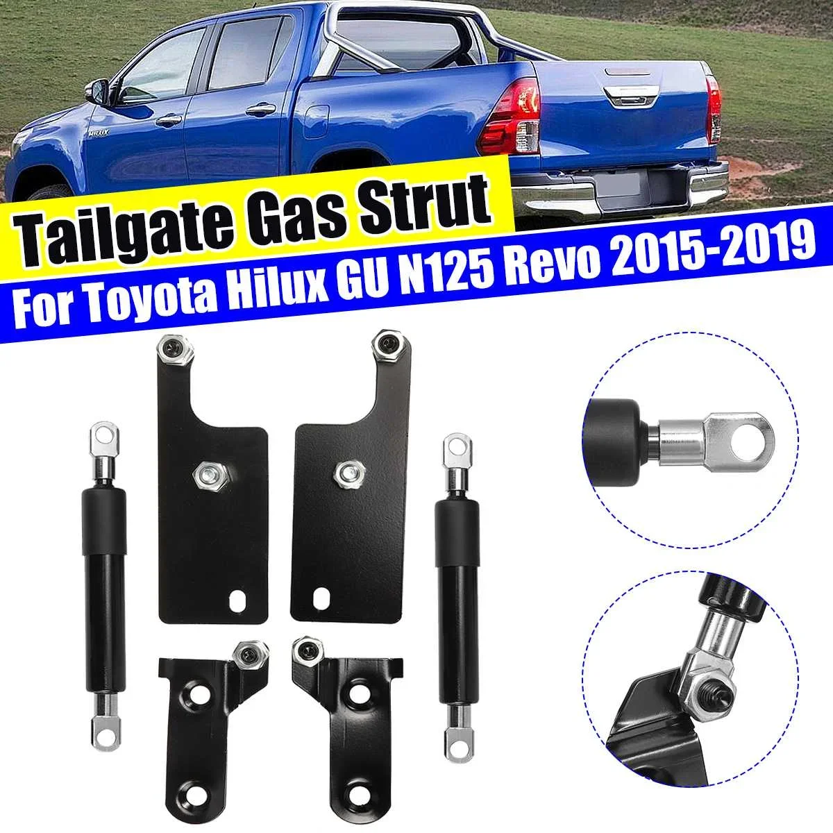 

Rear Trunk Tailgate Support Rod Lift Strut Bar For Toyota/Hilux GU N125/Revo 2015-2019 210mm 350N Gas Spring Shock Damper