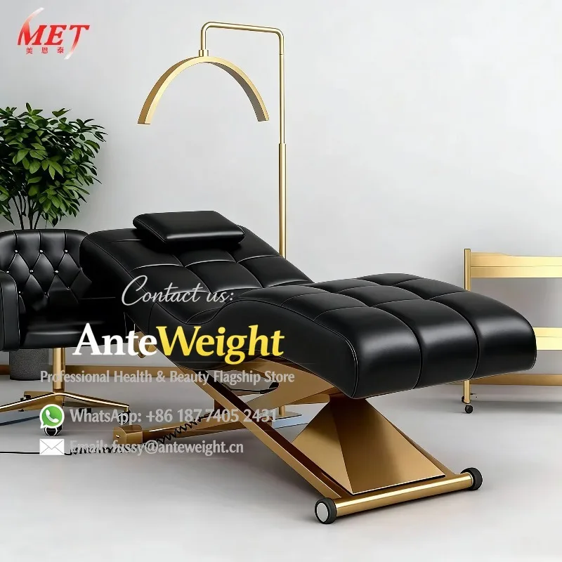 

Black S Shape Lash Beauty Bed Electric Tatoo Massage Table Cosmetic Curved Adjustable Salon Spa Facial Treatment Bed