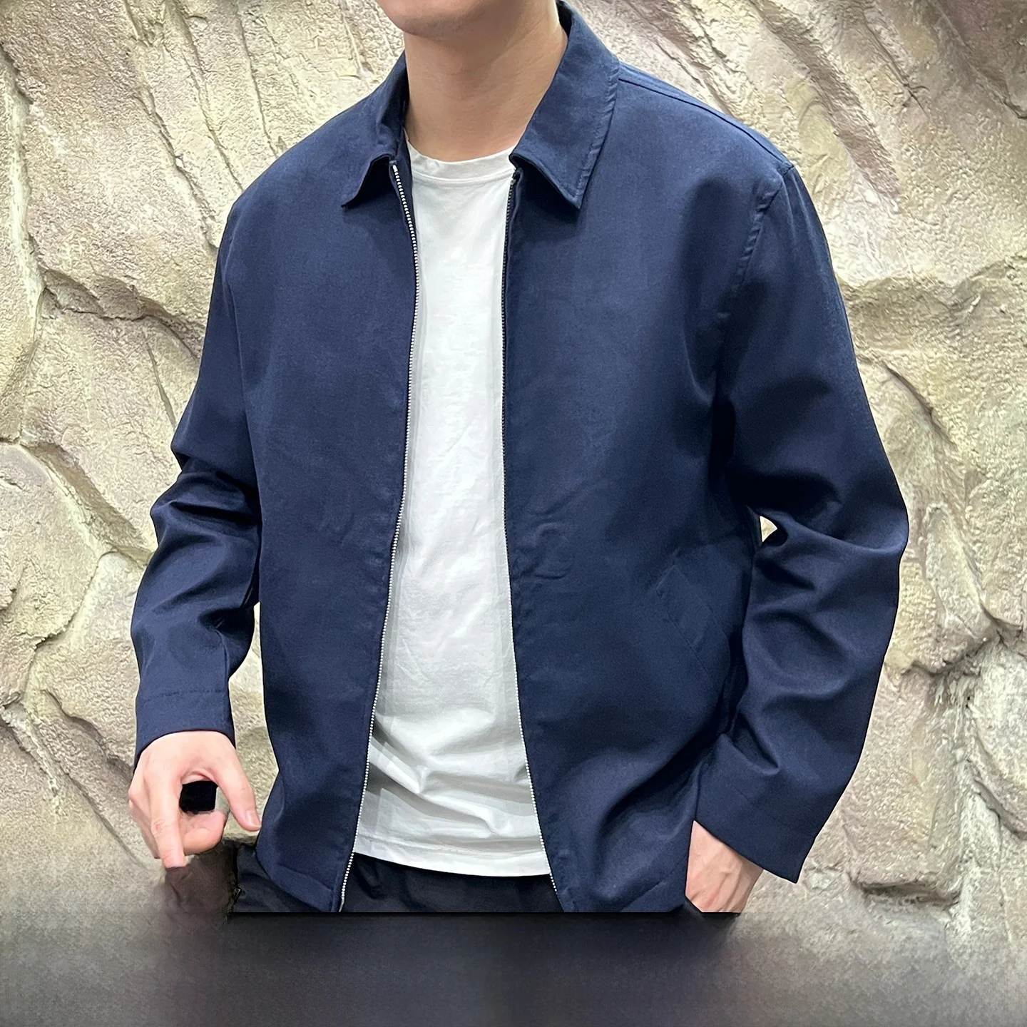 

Busin Casual Men's Jaet Breathable Comfortable New Autumn Sle Commute Friendly Long Sve Zipper Closure Polyester