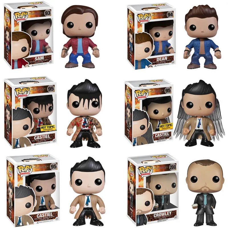 Funko POP TV Supernatural Join the Hunt Sam 93# Dean 94# Castiel 95# Crowley 200# Hot Topic Exclusive VINYL Figure Model Toys