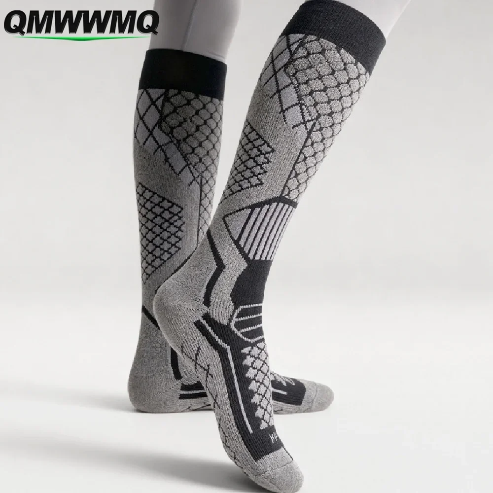 1Pair Winter Warm Ski Socks Anti-slip Thickened Compression Snowboard Socks Thermal Moisture-wicking Knee High Socks