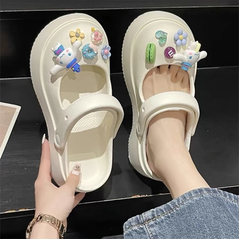 Sanrio Beach Shoes Kawaii Hello Kitty Cartoon Lotso Student Y2K Soft Slippers Home Bathroom Woman Summer Sandals Girls Gifts Toy