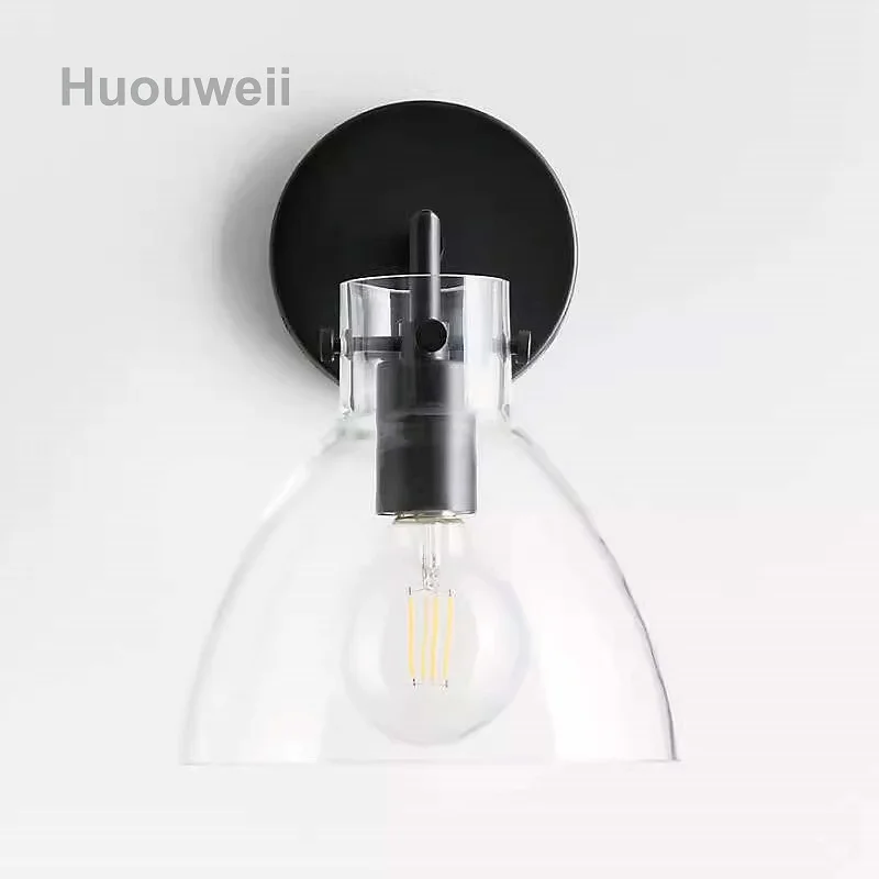 

Bronze Wall Lamp Simple Living Room Background Lamp Nordic Light Luxury Glass Bedroom Bedside Lamp Creative Corridor Wall Lamp