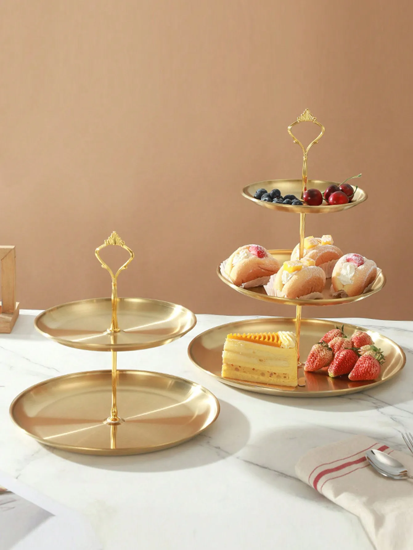 3pcs/4pcs Multi-Tiered European Style Cake Stand (2pcs/3pcs Plates + 1pc Fitting), Suitable For Daily Use, Suitable For Snacks And Fruits, Widely Used For Tea Parties And Gatherings Decoration, Suitable For Cupcakes, Doughnuts, sh2404163601162774