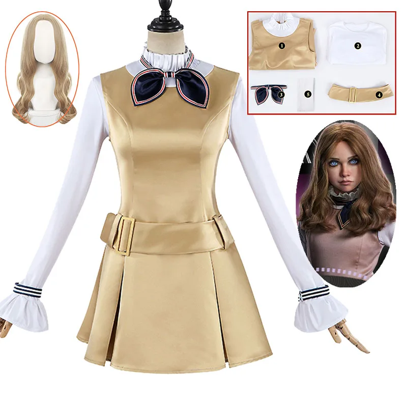

S2 MGan Cosplay Costume Anime Megan Dress Top Socks Terror Movie Uniform Skirt Suit Party Play Outfit for Woman Girls