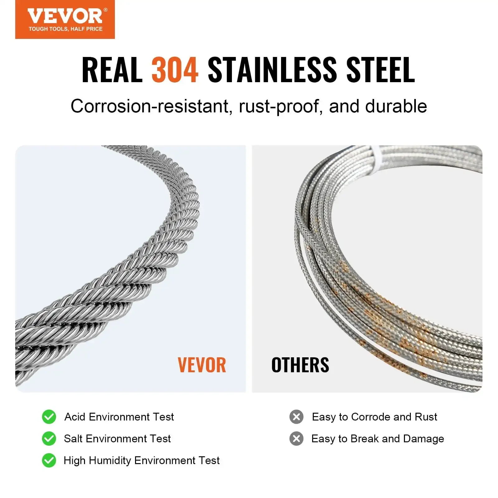 T304 Stainless Steel Cable 1/16" 7x7 Steel Wire Rope 66 ft Cable Railing