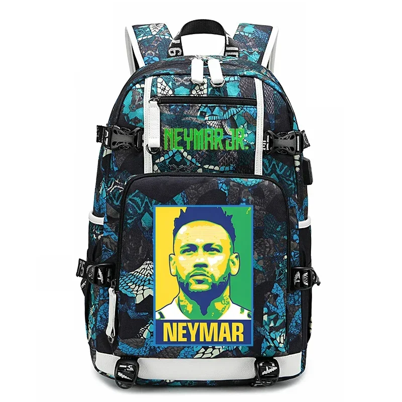 Mochila juvenil com estampa de avatar neymar, bolsa escolar casual para estudantes, grande capacidade, viagem ao ar livre