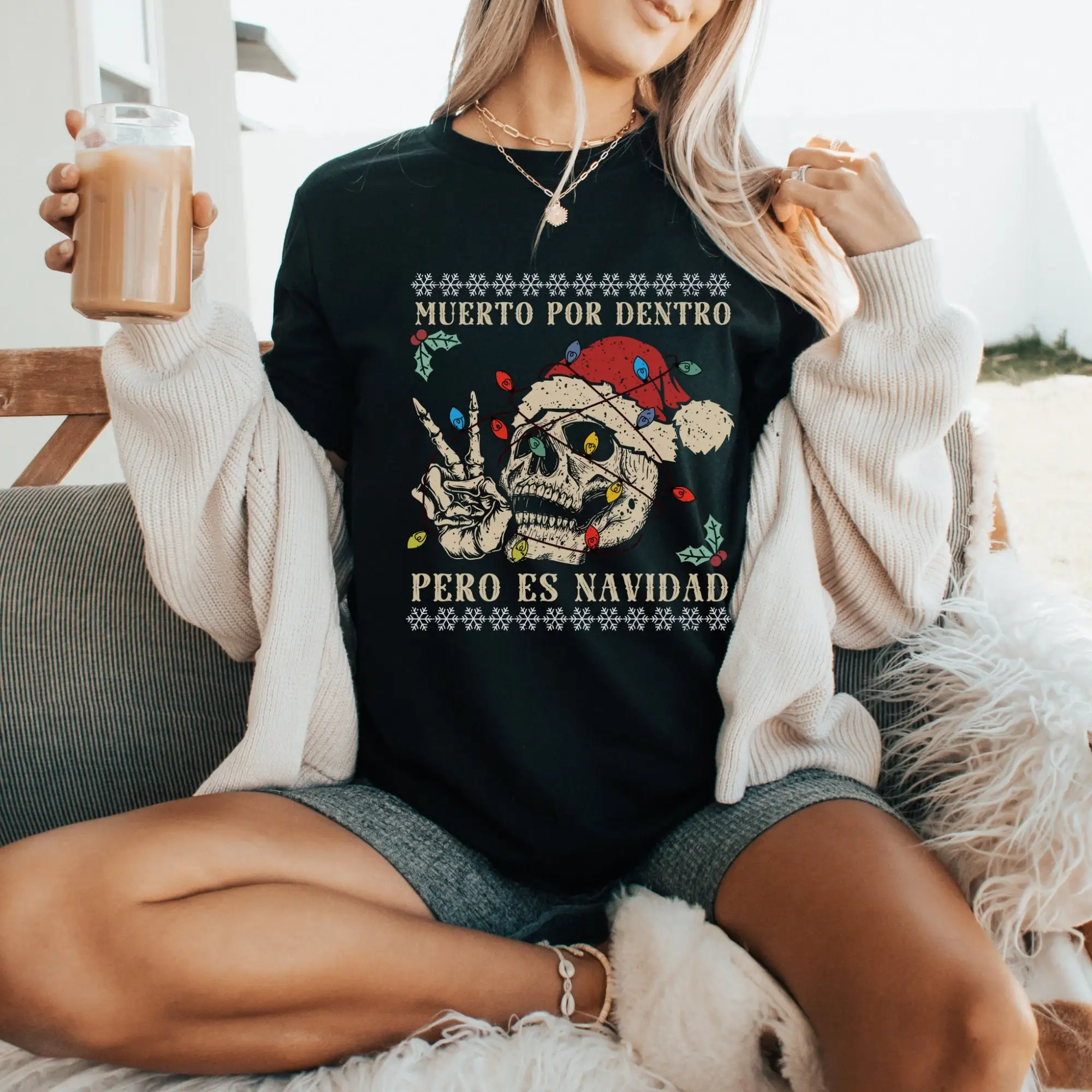 Navidad Christmas T Shirt Cabrona Chingona Latina Spanish Latinx Santa Vibes Espanol Mexicana Spanglish Xmas Party