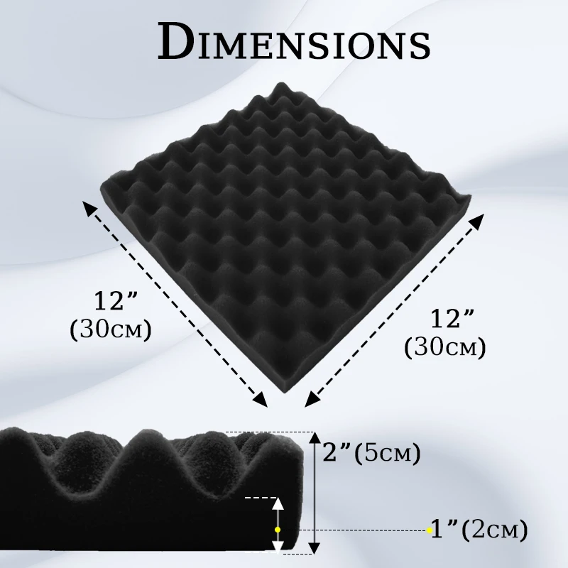 TOUO Acoustic Foam 6/12/24 Pcs Egg Crate Sound Insulation Sound-absorbing Soundproof Foam Panels Ceiling Self-adhesive Sponge