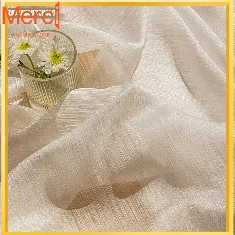 

Luxury Balcony Backdrop Tulle Gauze Floating Windows Semi-shading Curtains Dreamy Living Room Bedroom Curtains Gauze Light