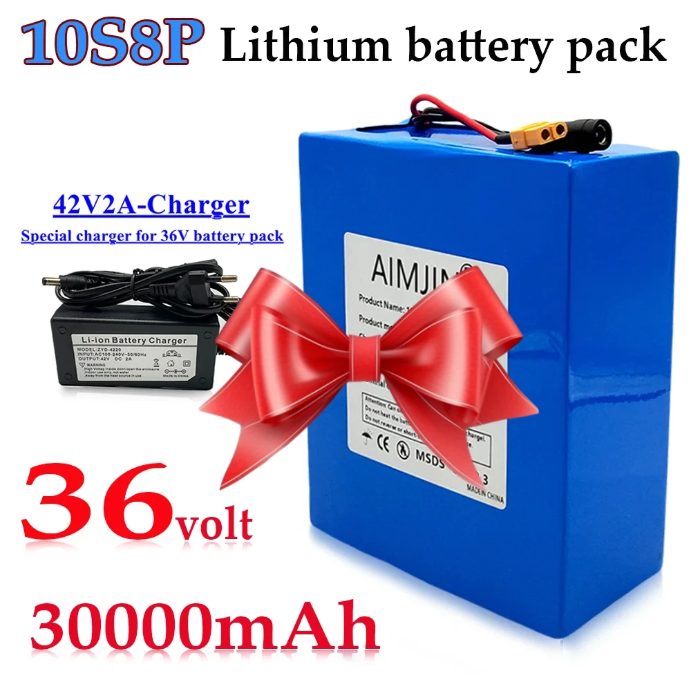 

New 36V 30Ah 18650 10S8P A-class lithium battery pack, 1500W high-power built-in BMS, suitable for various energy storage backup
