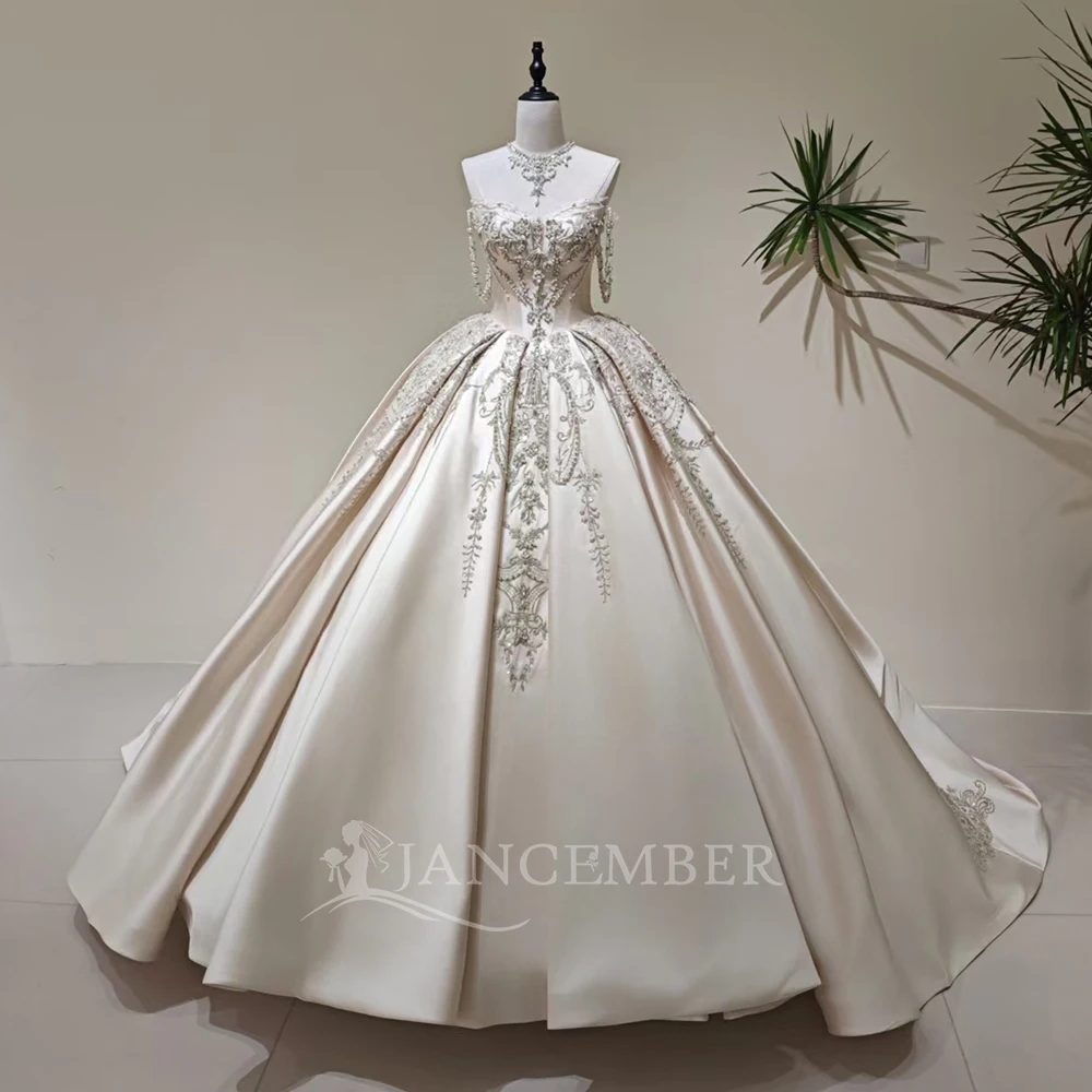Customization Princess Wedding Dresses For Women 2026 Bride Customized Short Sleeves Beading Backless vestidos de novia boda