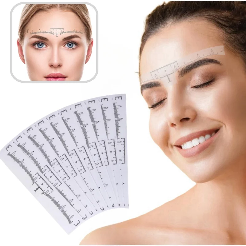 50Pcs Eyebrow Ruler Sticker for Microblading Disposable Adhesive Eyebrow Measurement Stencil For Tattooing Brow Makeup Tools