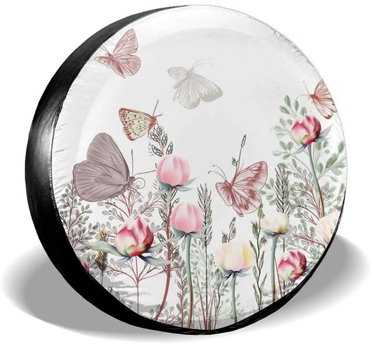 

Spare Tire Cover Butterflies and flowers Waterproof Wheel Covers for Trailer RV SUV Truck Car Vehicles