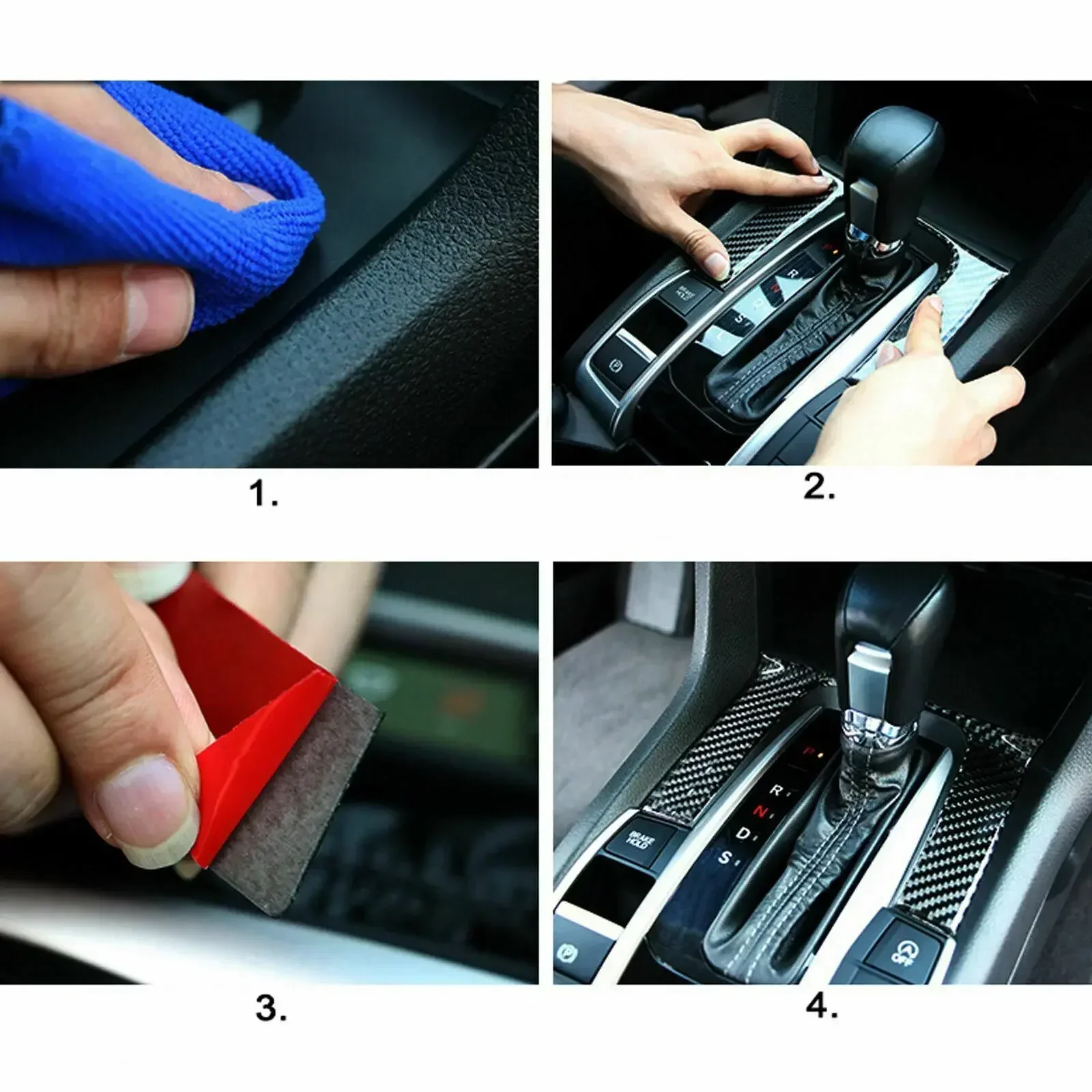 Carbon Fiber Interior Console Automatic Gear Shift Panel Frame Cover Trim Decal For Honda Civic 10th Gen 2016-2021 2020 2019 view 6