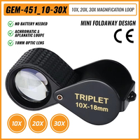 10X 20X 30X Metal Loupe Magnifier Jewelry Magnifying Glass Foldable Diamond 18mm Optic Glass Jewelers Tool Reading Magnifier
