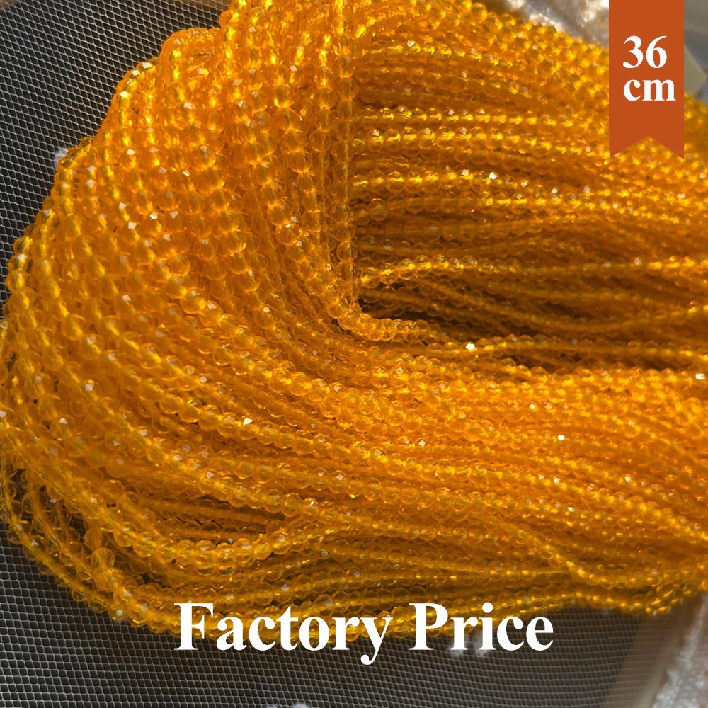 10 Strands Natural Orange Spinel Beads 2mm 3mm Faceted Round Glass Spacer Stone Beaded Bracelet DIY Jewelry Making Necklace