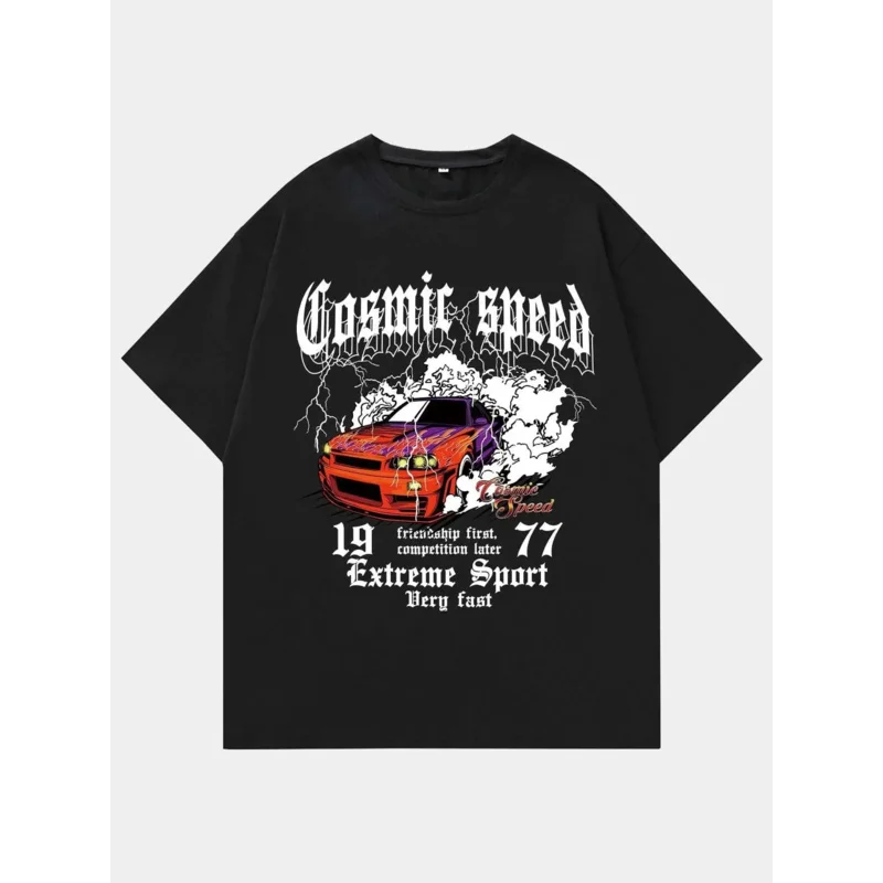 Cosmic Speed Extreme Sport Racing On The Mountain Men Tee T Cotton T-Shirt Casual Breathable Clothes Oversize Short Sleeve