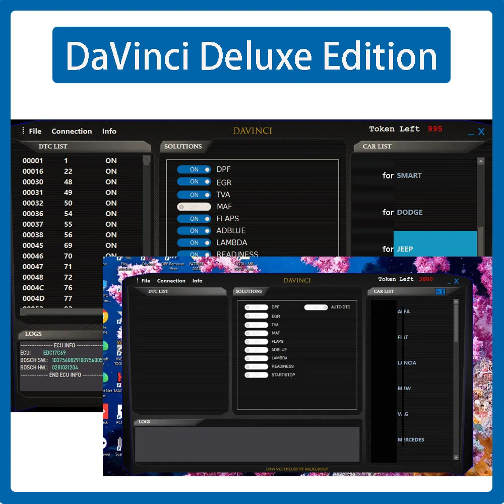 

New DaVinci Deluxe Edition diagnostics Version 1.035 with Diagnostic Trouble Code for the Automotive industry 1 Year