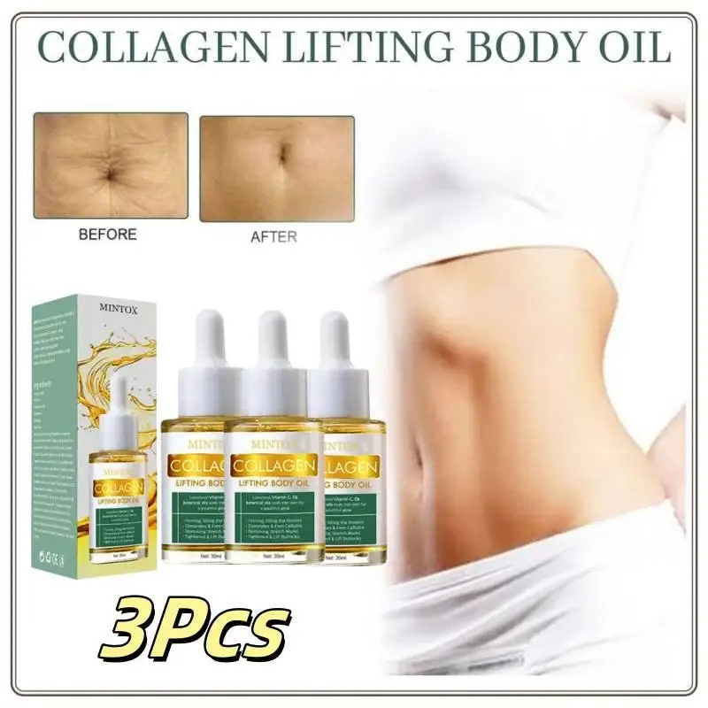 

3Pcs Collagen Lifting Body Oil Tightening Chest Buttock Thigh Upper Arm Nourishing Hydrating Massage Essential Oil Skin Care