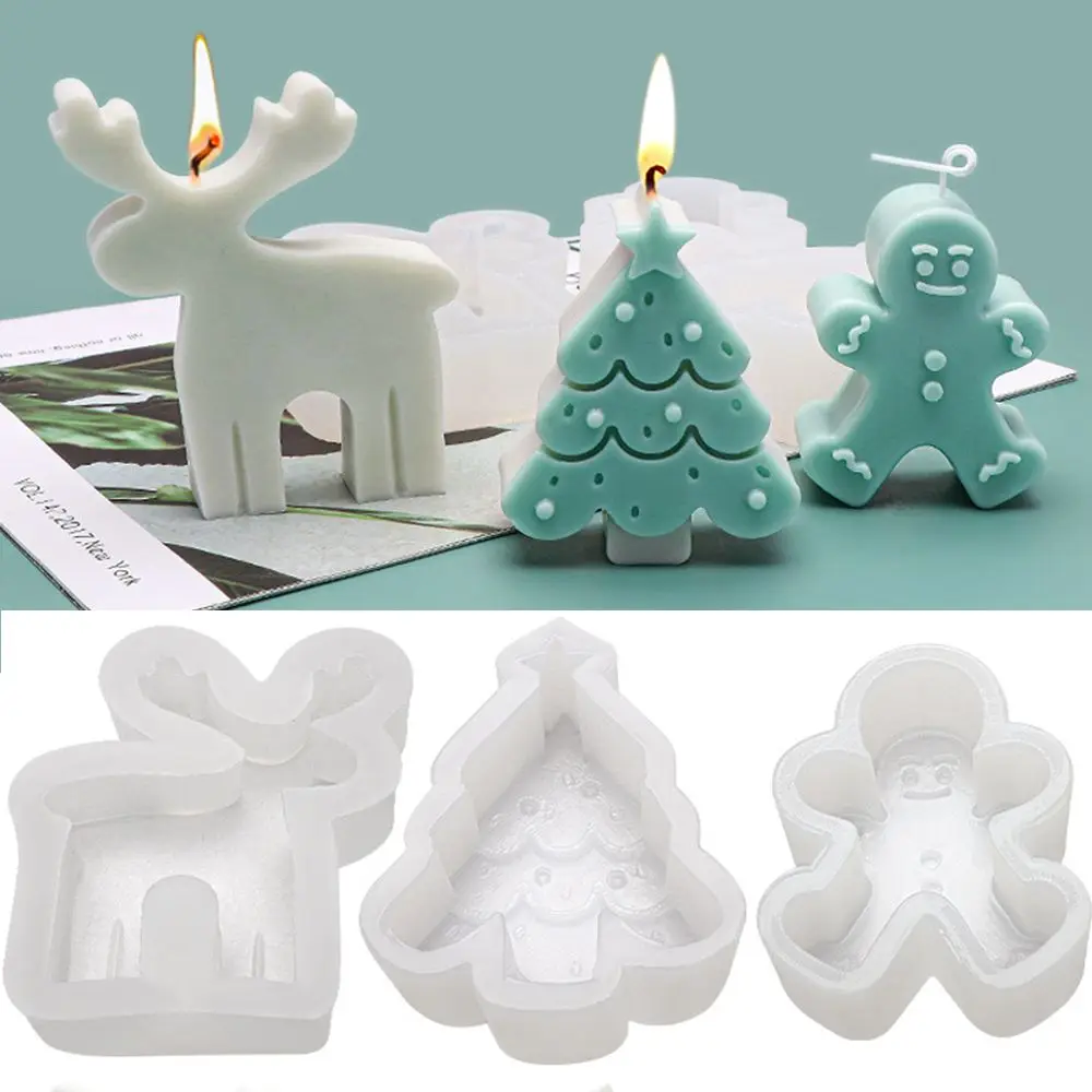 

Supplies Clay Tools Handmade Cake Resin Mold Snowman Tree Gingerbread Christmas Candle Mold 3D Art Wax Mold Silicone Mould