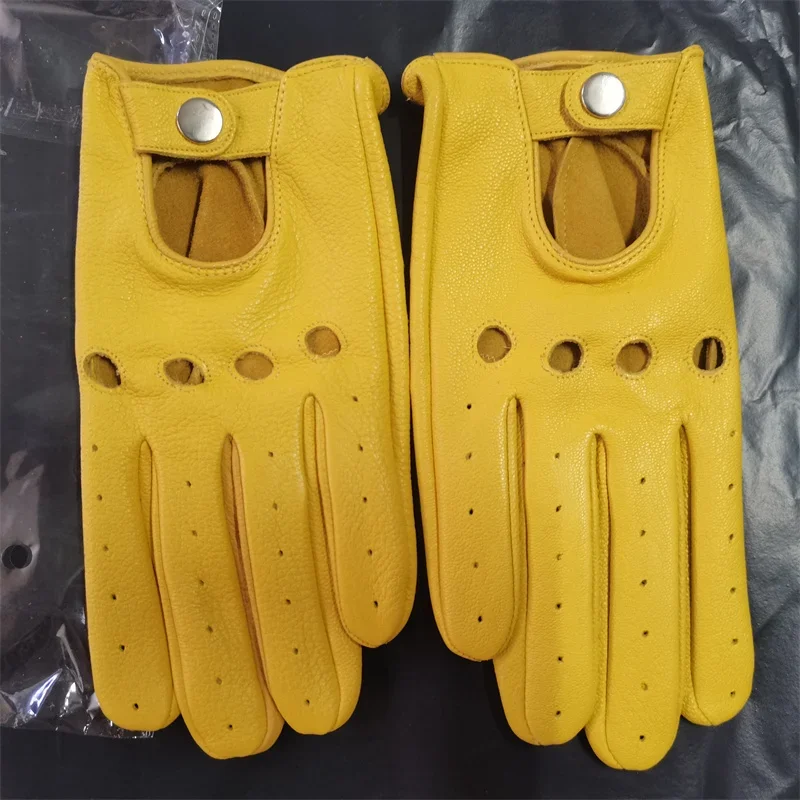 Guanti da bici morbidi in pelle di pecora da uomo retrò da moto sottili Luva Sport Handschuhe ciclismo equitazione guanti da corsa guanti tattici in pelle