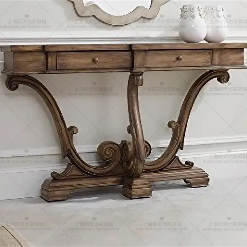 American country entrance table, entrance table, French simple restaurant decorative cabinet, retro and old foyer entrance cabin