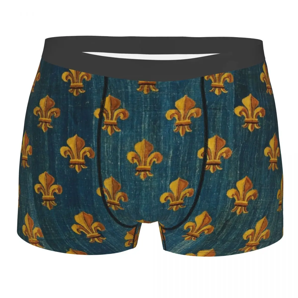 Custom Gold Fleur De Lys Underwear Men Sexy Print Customized Lily Flower Fleur-de-Lis Boxer Shorts Panties