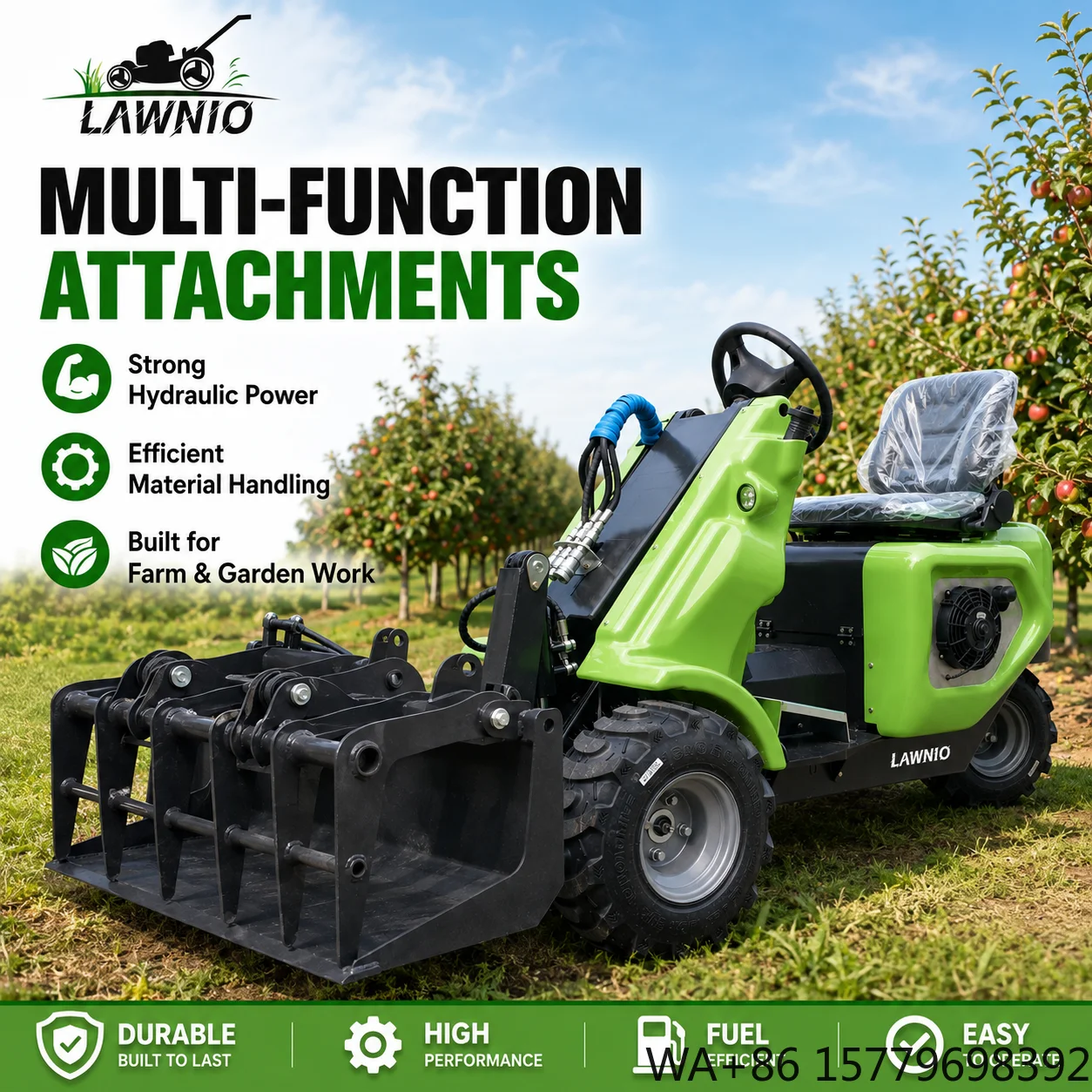 EPA Compliant Skid Steer Loader  Zero Turning Radius Low Noise Small Construction Sites Skid Steer Loader