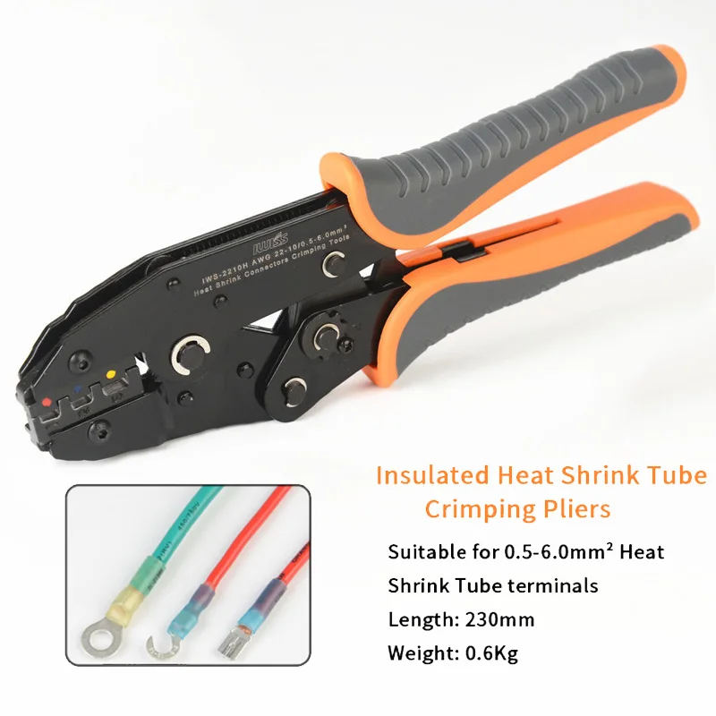 

IWS-2210H Crimping Tool Plier AWG22-10 Crimper 0.5-6.0mm2 Square for Heat Shrink Butt Connectors Terminals Crimp Pliers