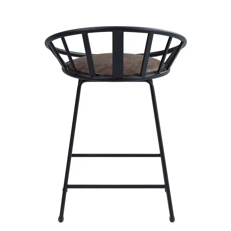 Set 2 Kursi Tinggi Meja, Cokelat dan Hitam, Desain Alas Sled