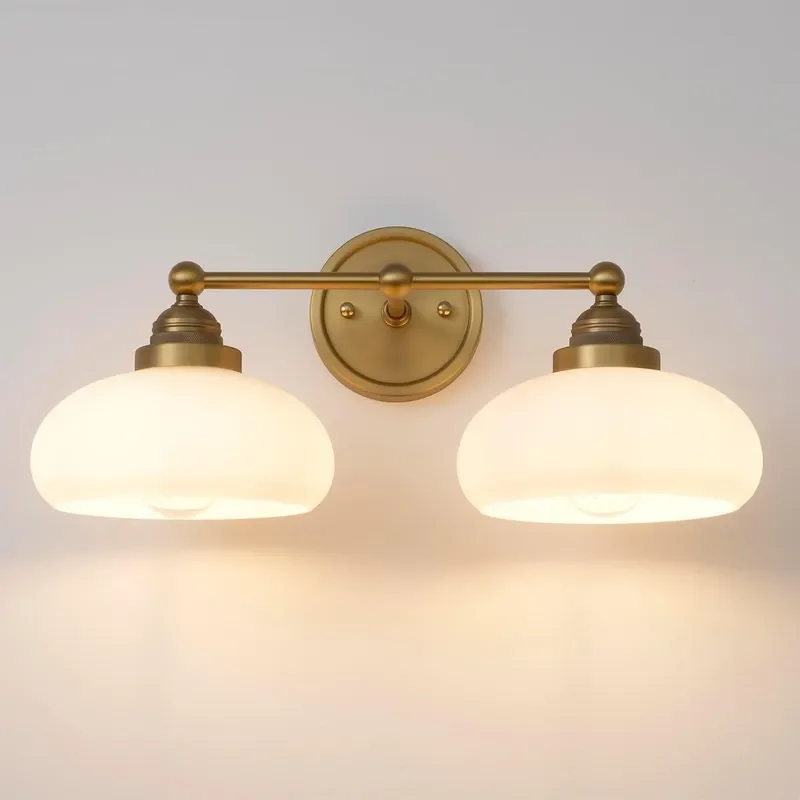 Japanese Retro Wall Lamp Bedside Light Rotating Arm Glass Shade Medieval Style Fixture for Living Room Bedroom Aisle Decor