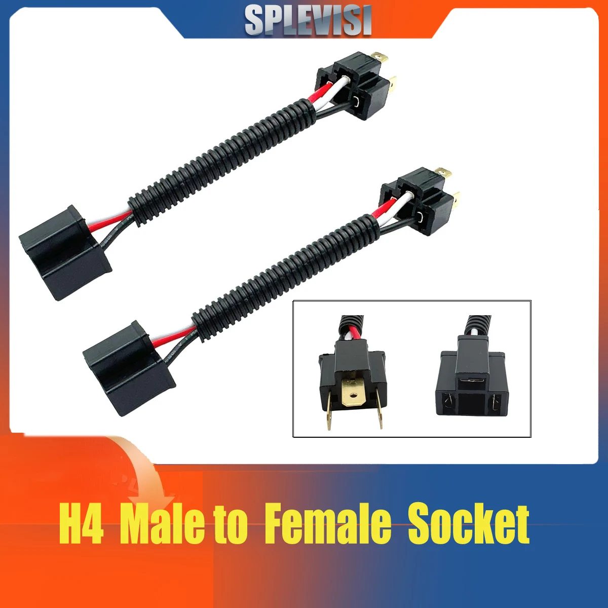 

9003 H4 Male to Female Headlight Bulb Socket Adapter Wiring Harness Extension Connector Premium-Quality Plastic And Copper Wire