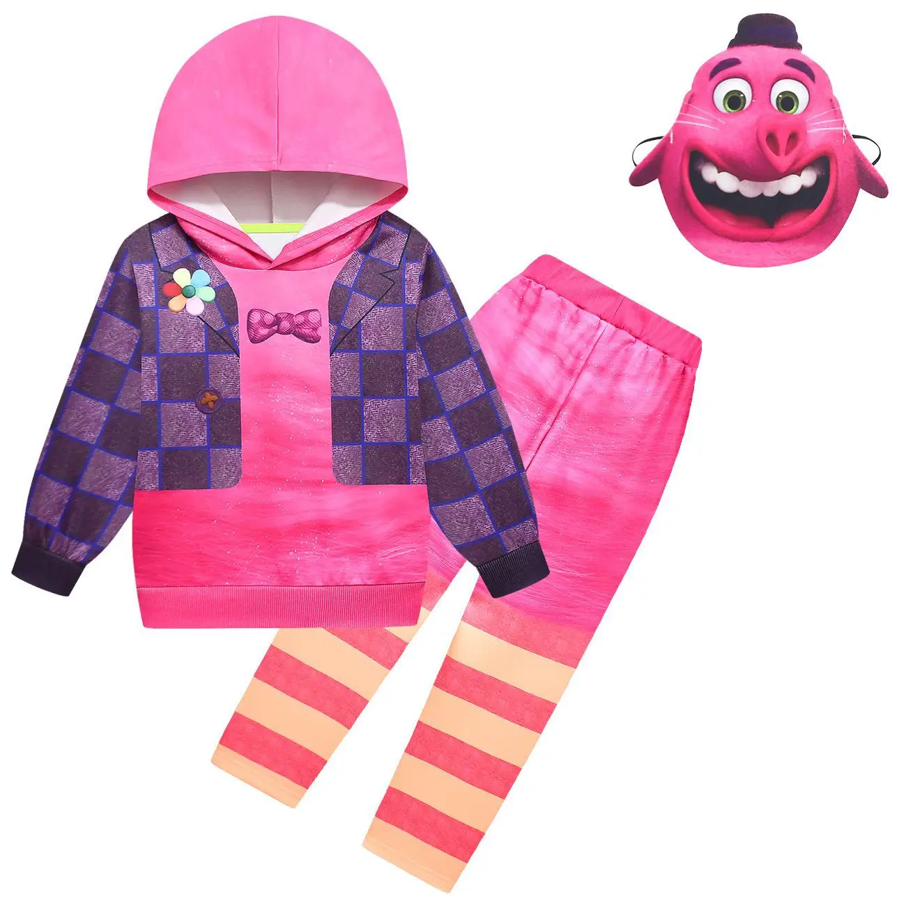 Hoodies Movie Inside Out 2 Kids Sadness Anger Autumn Hoodies Pants Mask Set Boys Girls Pullover Children Halloween Party Suits