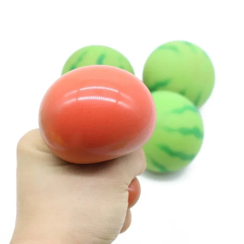 Squishy künstliche Früchte, Wassermelone, Quetschspielzeug – langsamer Rückprall, roter Entlüftungsball, Stressabbau-Dekompressionsspielzeug für Kinder und Erwachsene