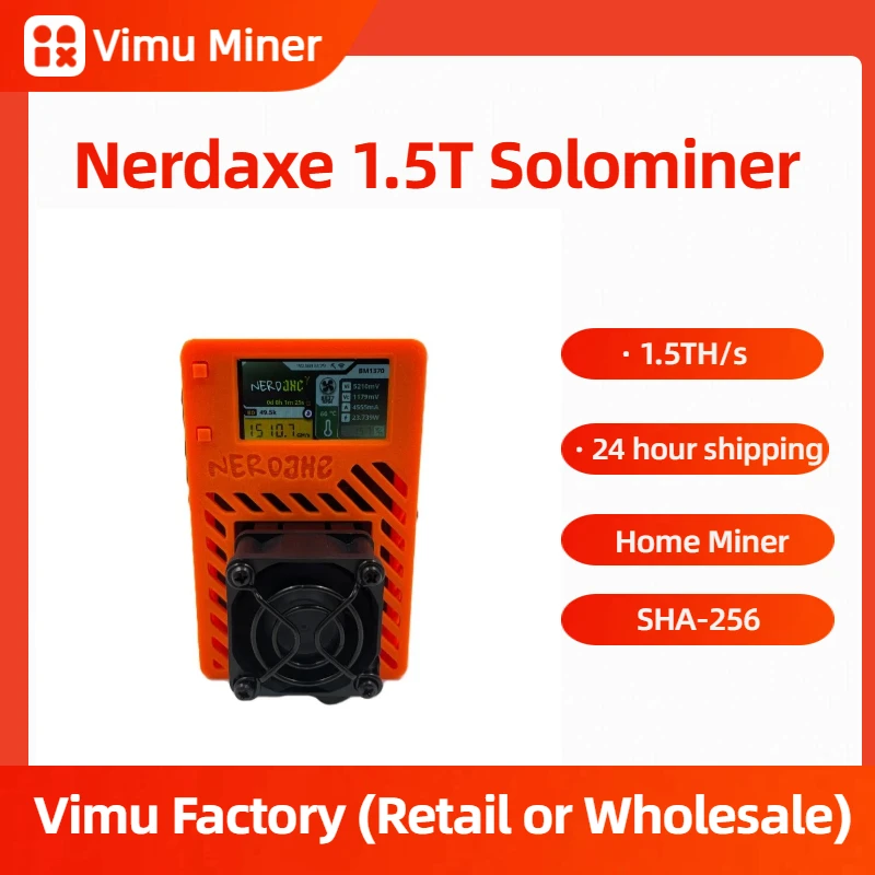 

Nerdaxe Gamma 601 1.5TH/s BTC Miner BM1370 ASIC Crypto Lottery Machine with Quiet Fan Home Solo Mining, Orange Color