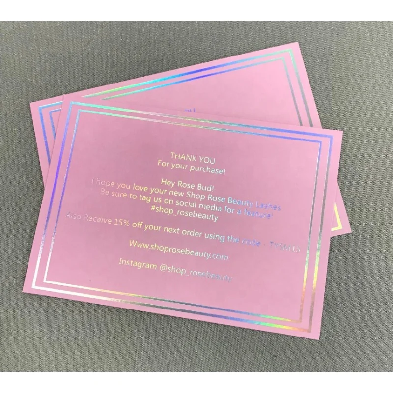 Tarjeta de papel holográfica de alta moda, tarjeta de invitación de fiesta impresa con logotipo, tarjeta de información de descuento de muestra, producto personalizado