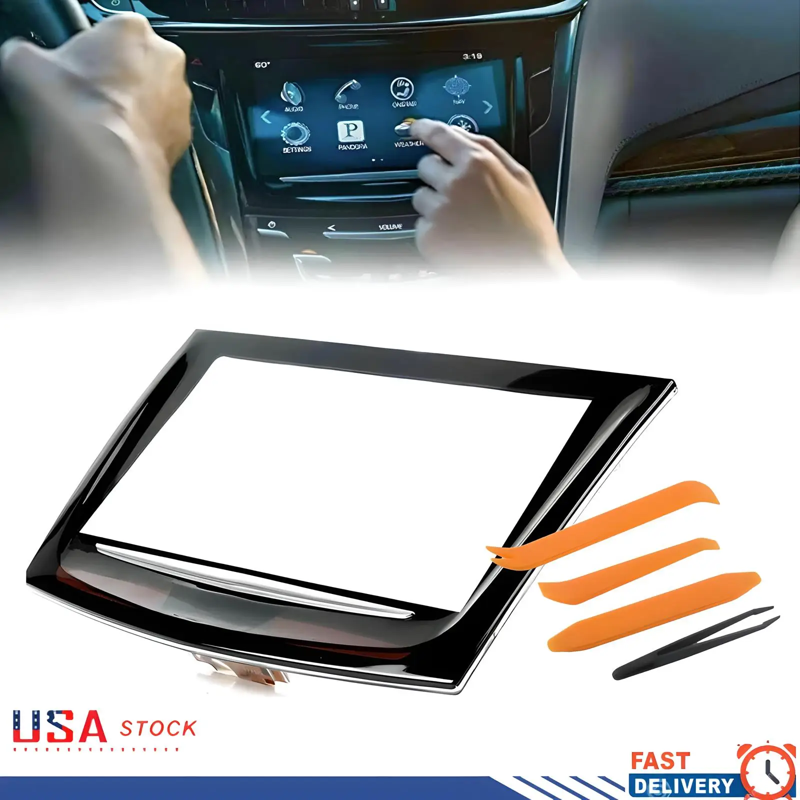 CUE Touch Screen Digitizer Glass Replacement 23243166 22935061 With Tools for Cadillac ATS CTS SRX XTS Escalade 2013-2017 Car Radio Touch Panel
