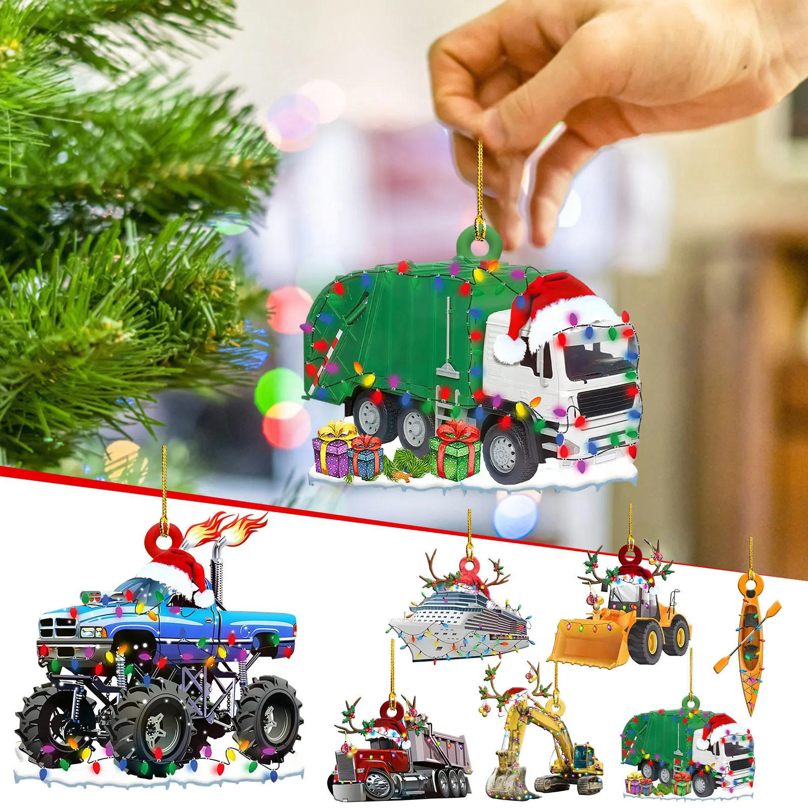 Christmas Ornaments Hanging Gift Product Family Creative Car Train Christmas Tree Decoration Pendant Home Holiday Party 2024 Toy